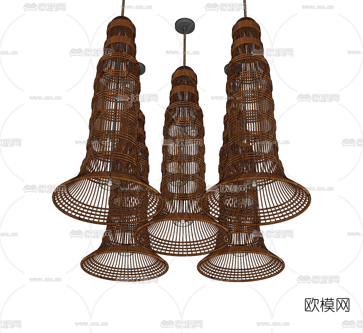 东南亚竹编吊灯su模型下载