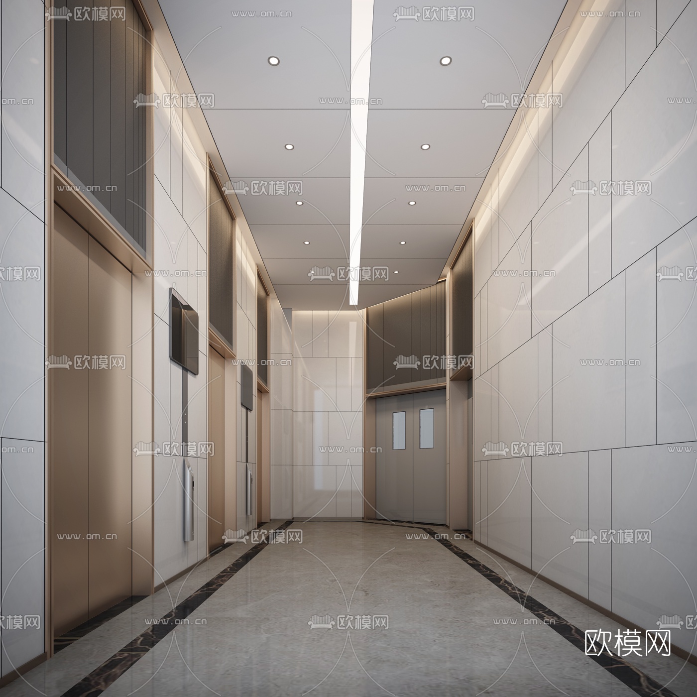 现代写字楼大堂3d模型