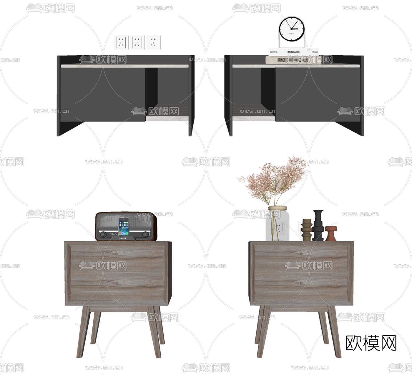 现代床头柜su模型下载（渲染图2）
