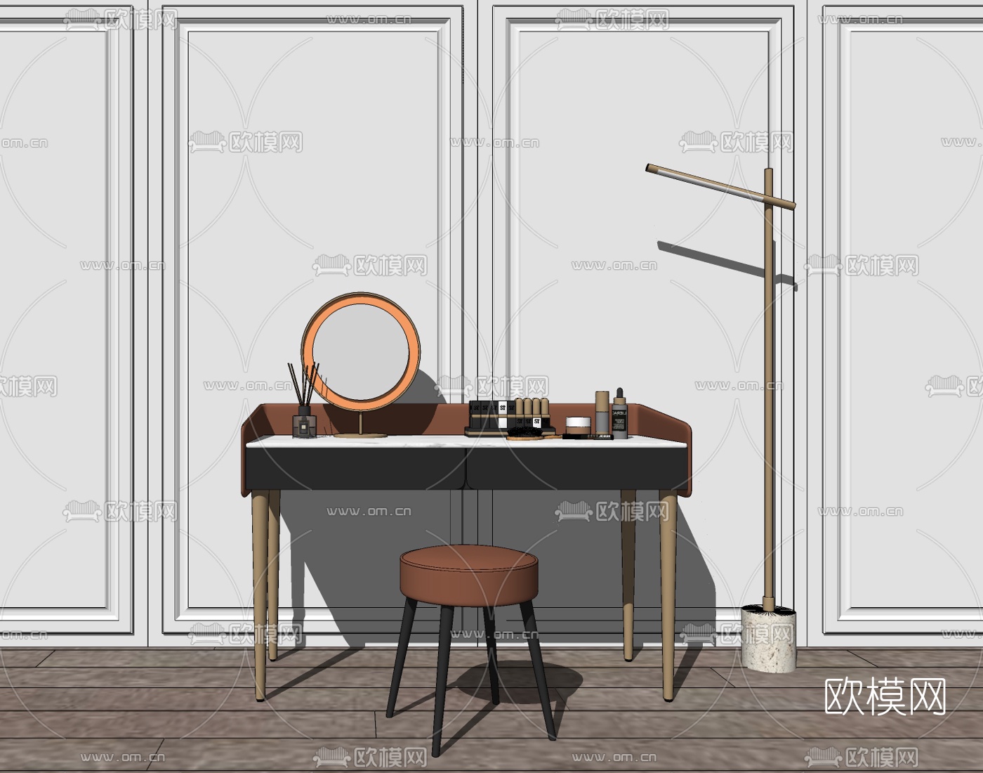 现代轻奢梳妆台su模型下载