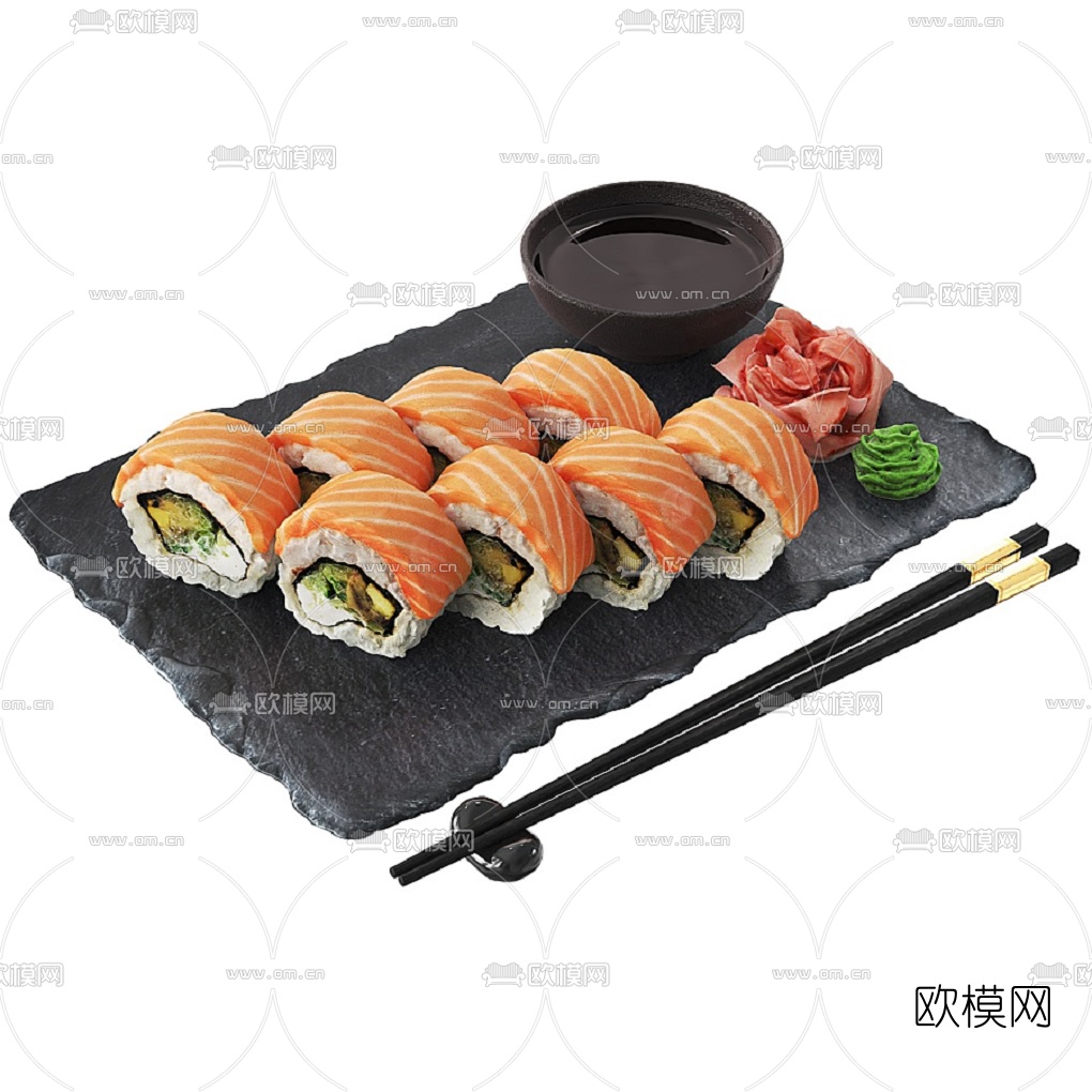 日韩三文鱼寿司料理3d模型