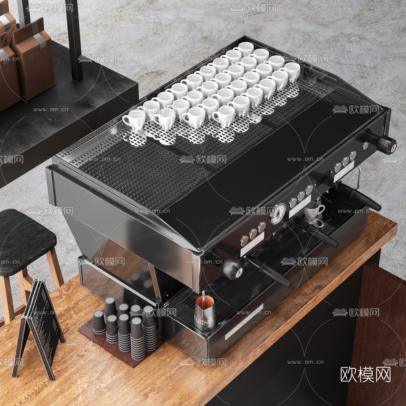 现代咖啡机操作台吧台3d模型
