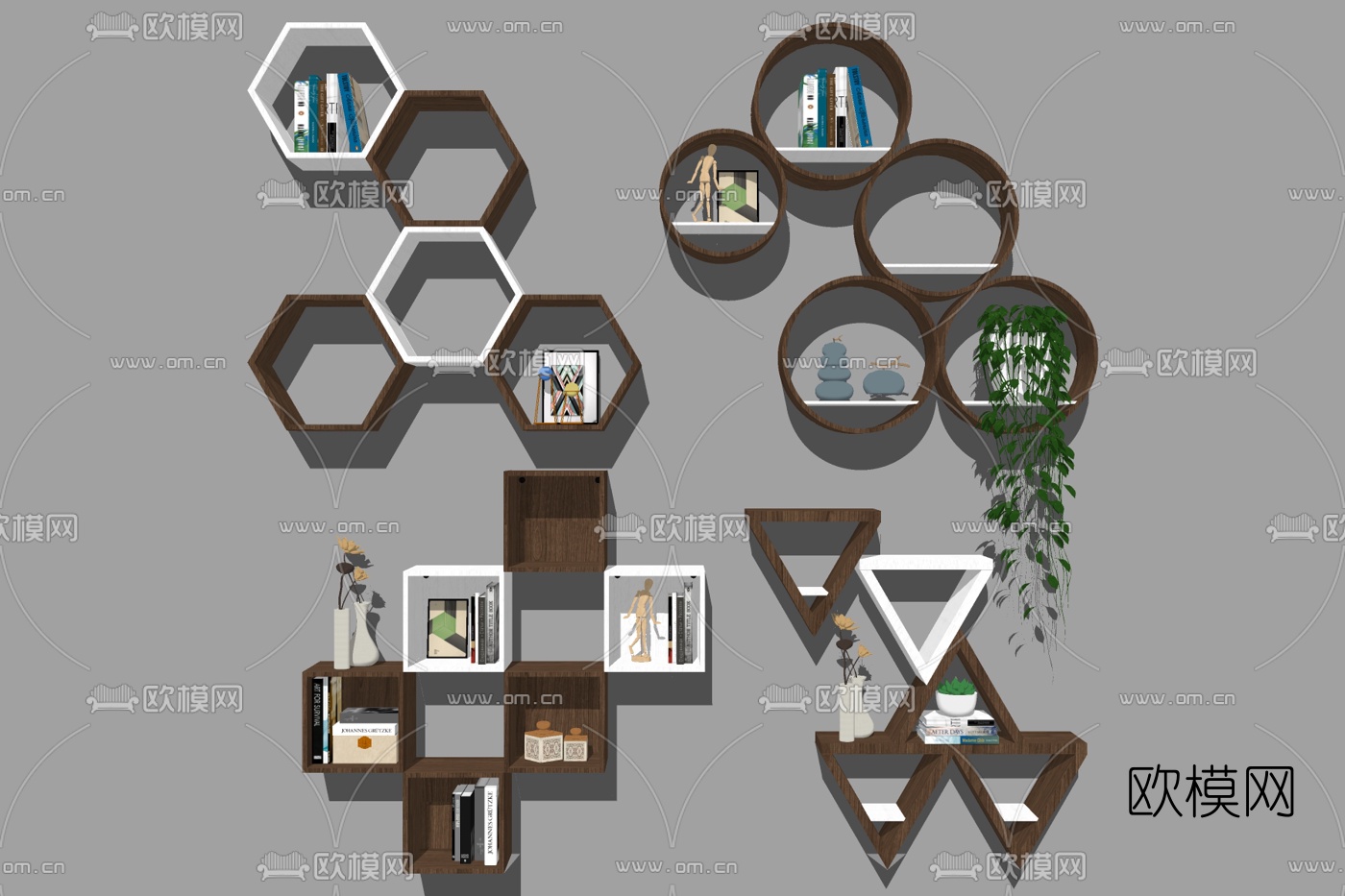 现代壁柜su模型下载