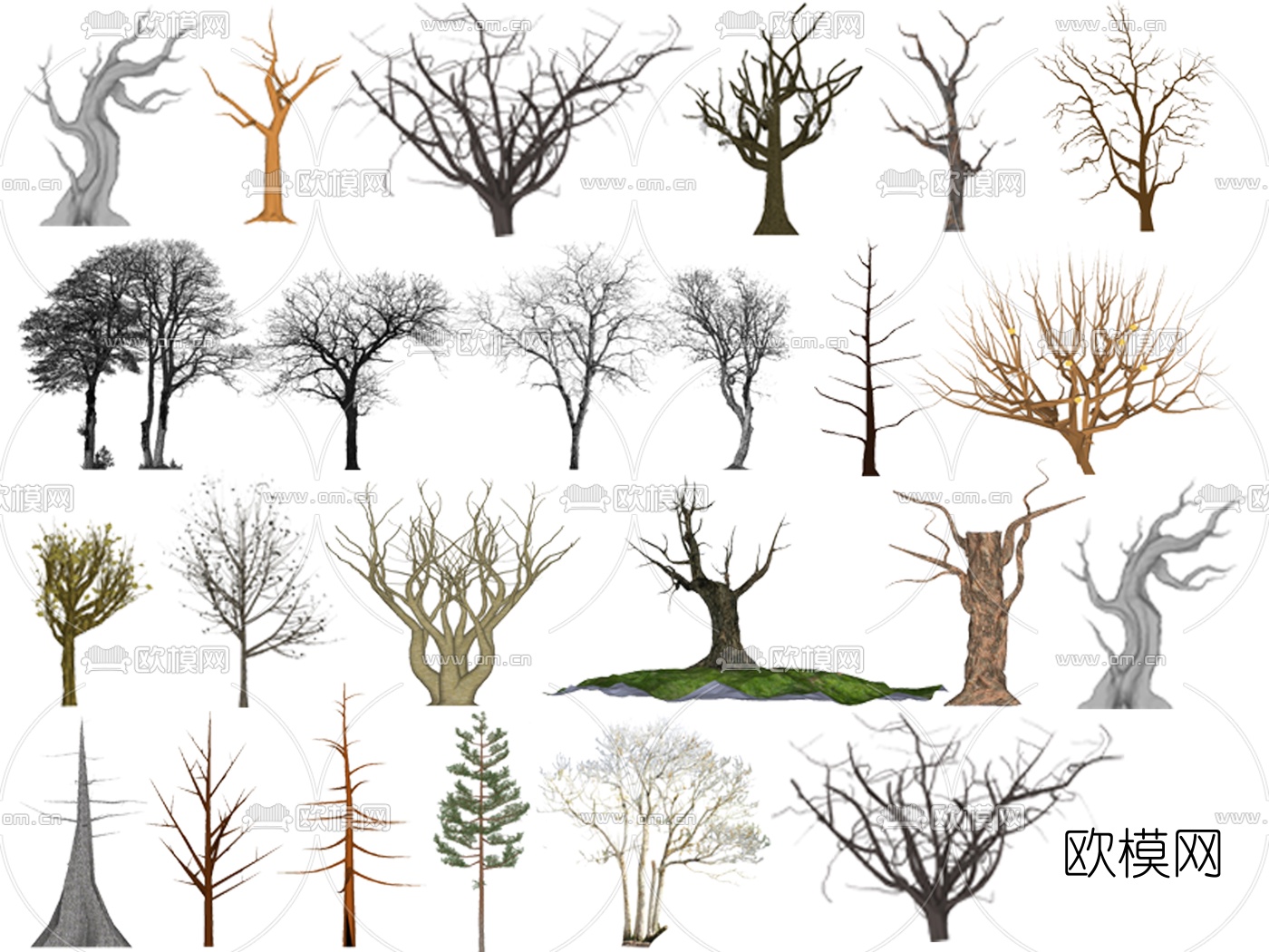 现代枯树枝树干su模型下载