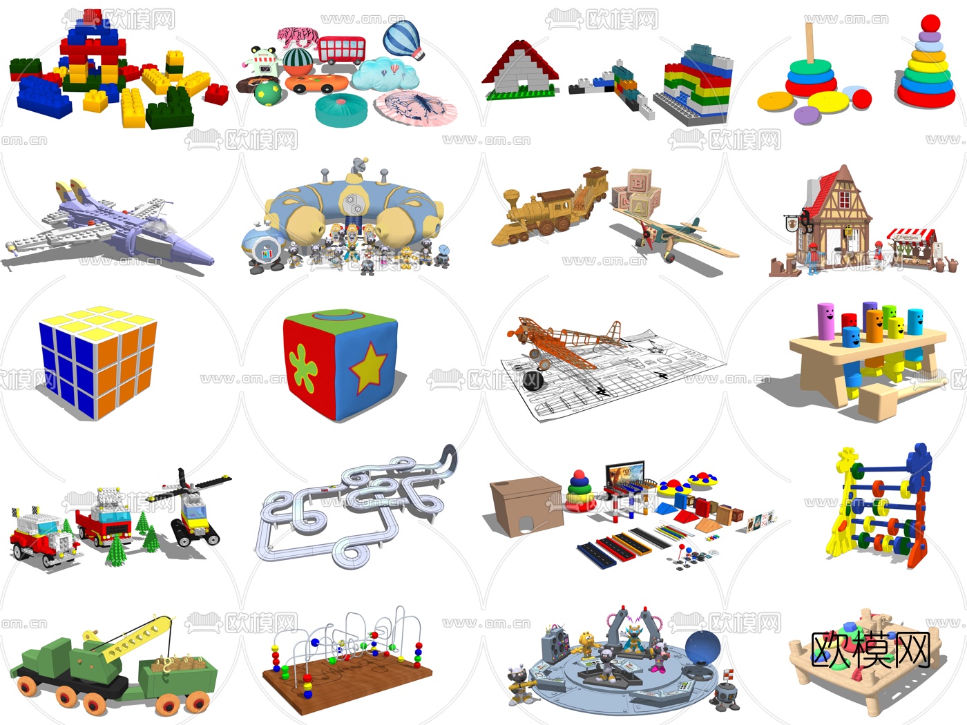 现代儿童玩具su模型下载（渲染图1）