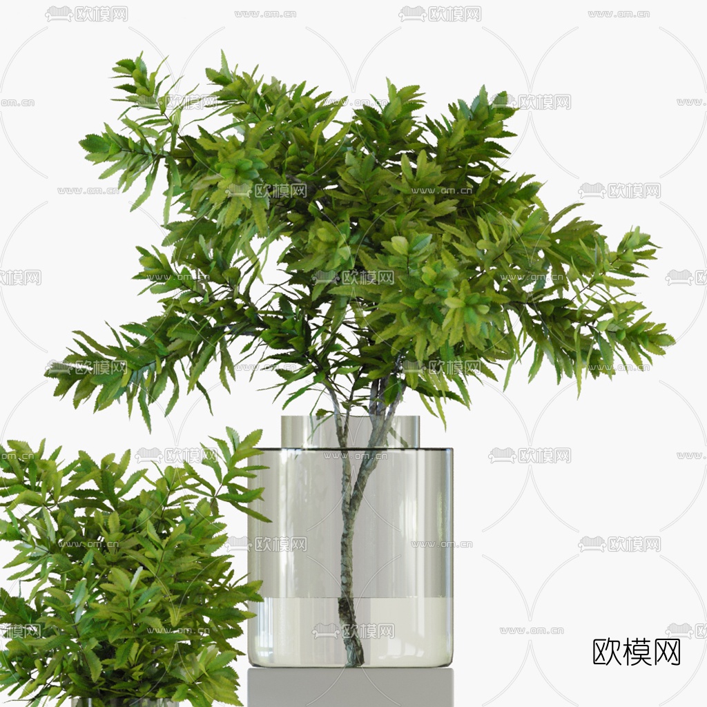 现代树枝花瓶插花3d模型