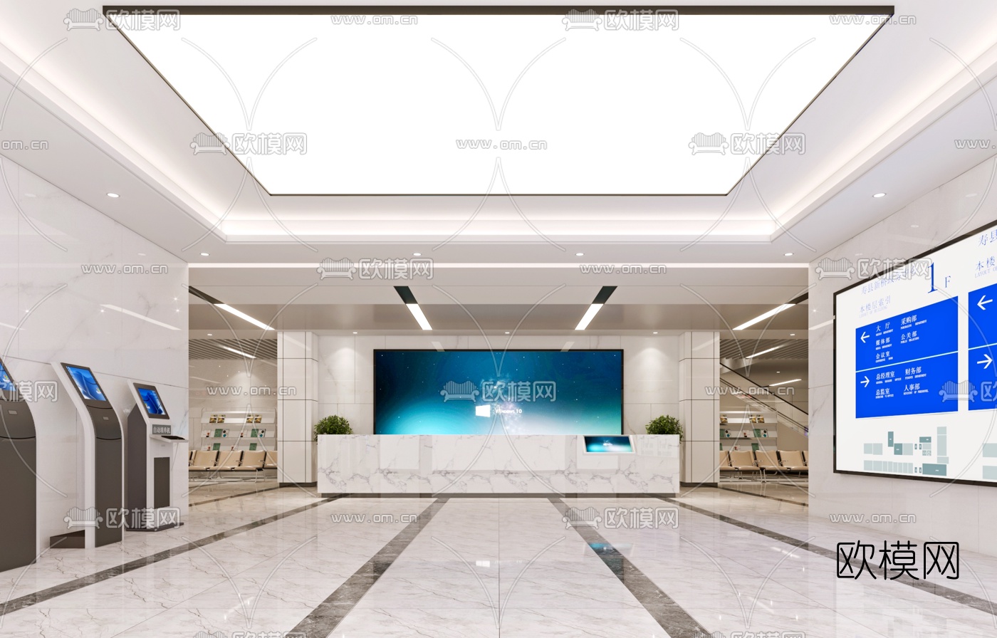 现代行政服务大厅3d模型下载（渲染图2）