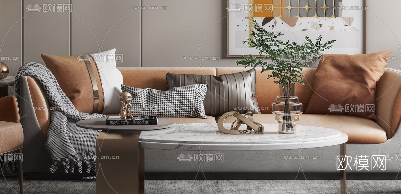 现代轻奢沙发组合3d模型