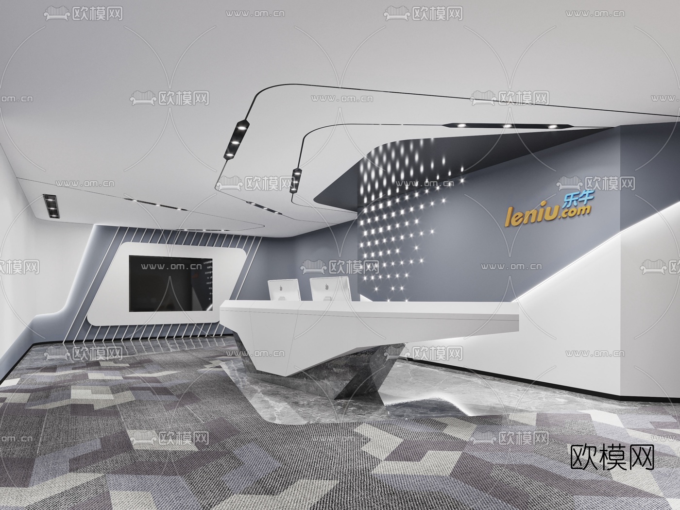 现代办公前台接待台3d模型