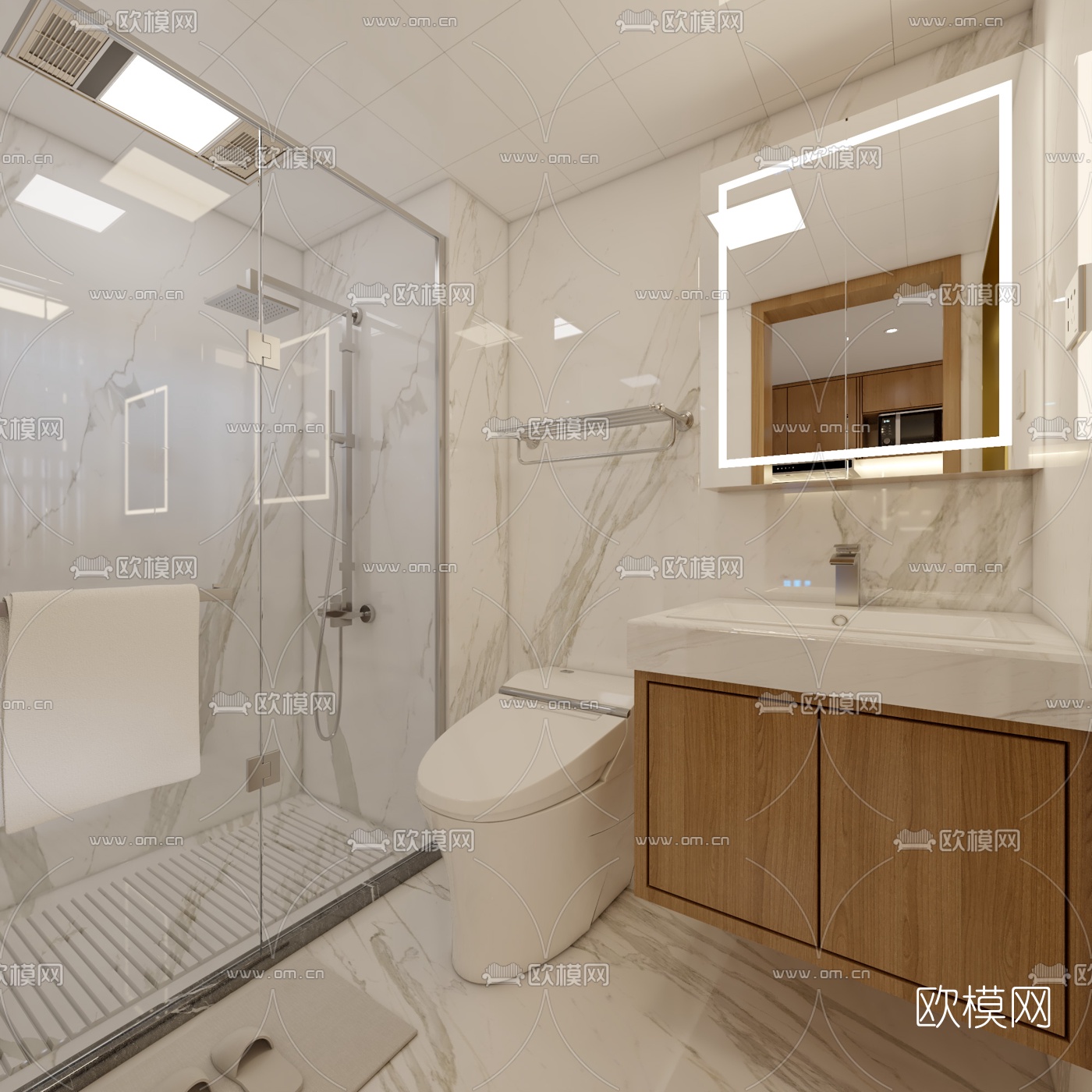 现代轻奢公寓客厅餐厅3d模型