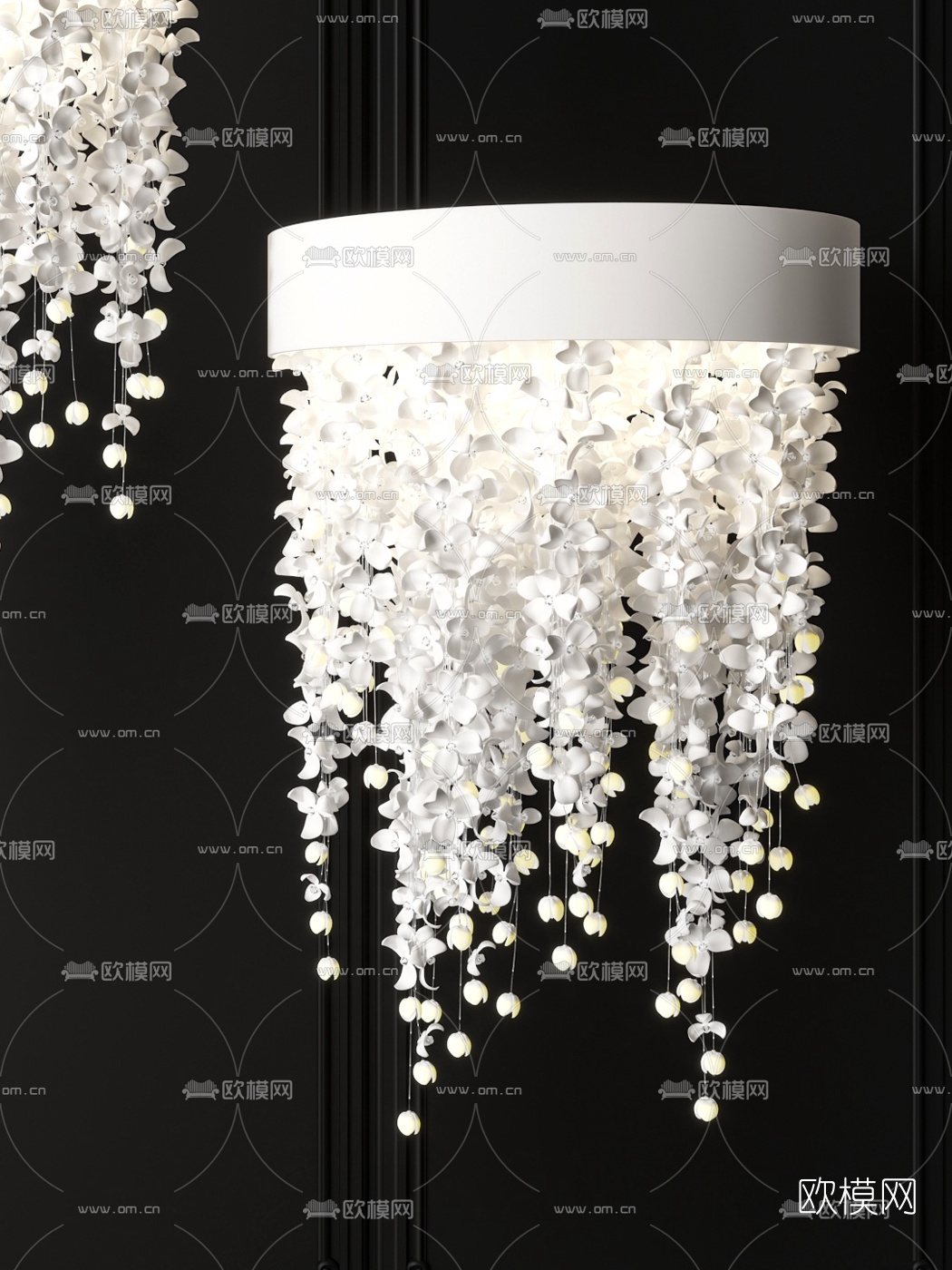 现代花瓣装饰吊灯3d模型下载（渲染图2）