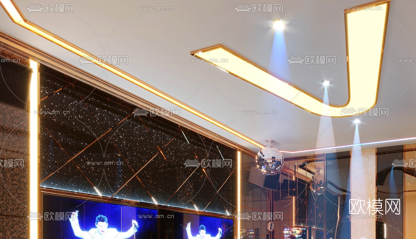 现代轻奢KTV包房3d模型下载（渲染图5）