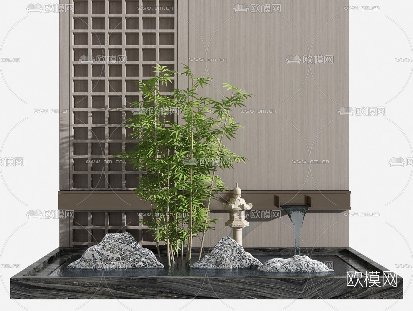新中式山水景观园艺小品3d模型