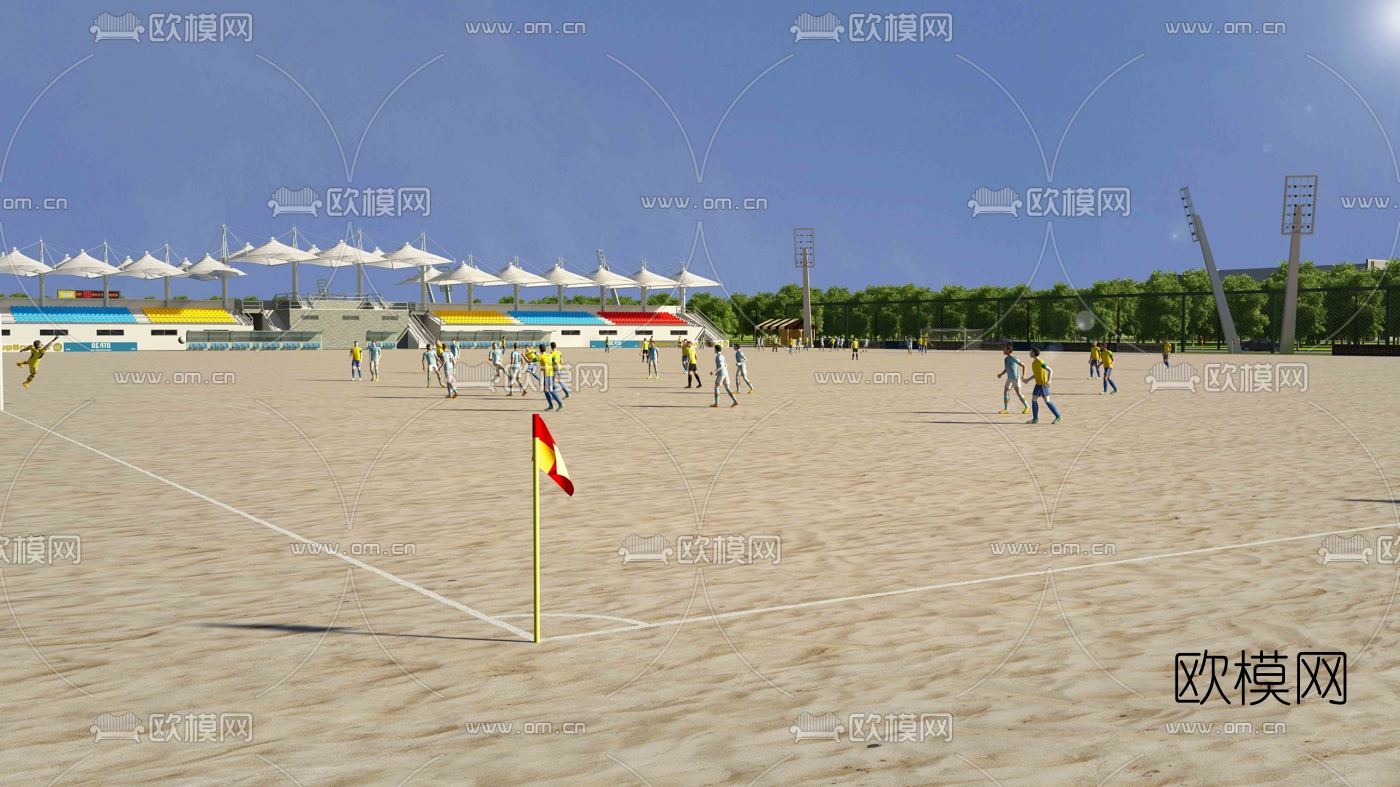 现代足球场3d模型下载（渲染图2）
