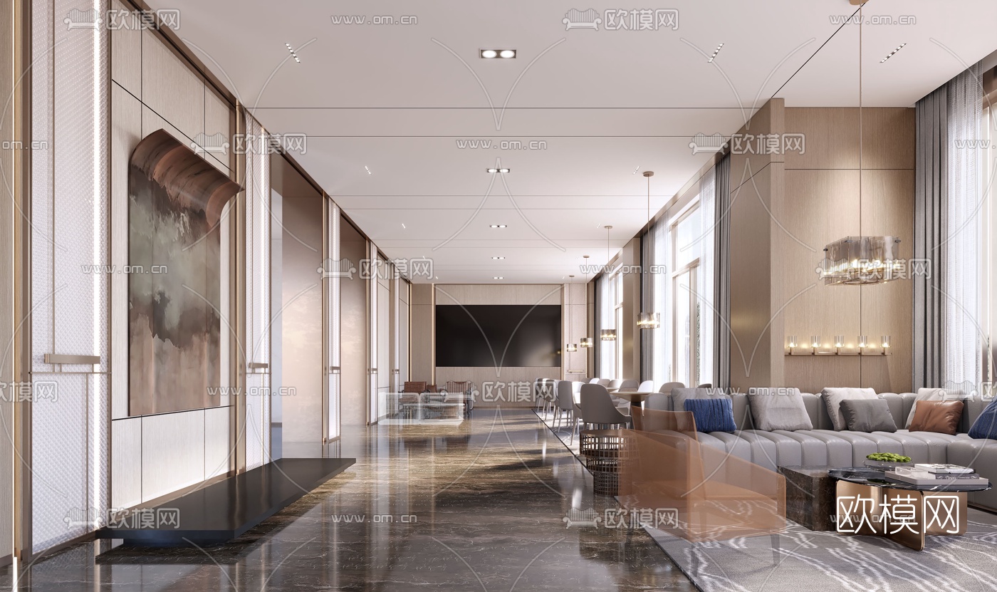 现代售楼处洽谈区3d模型下载