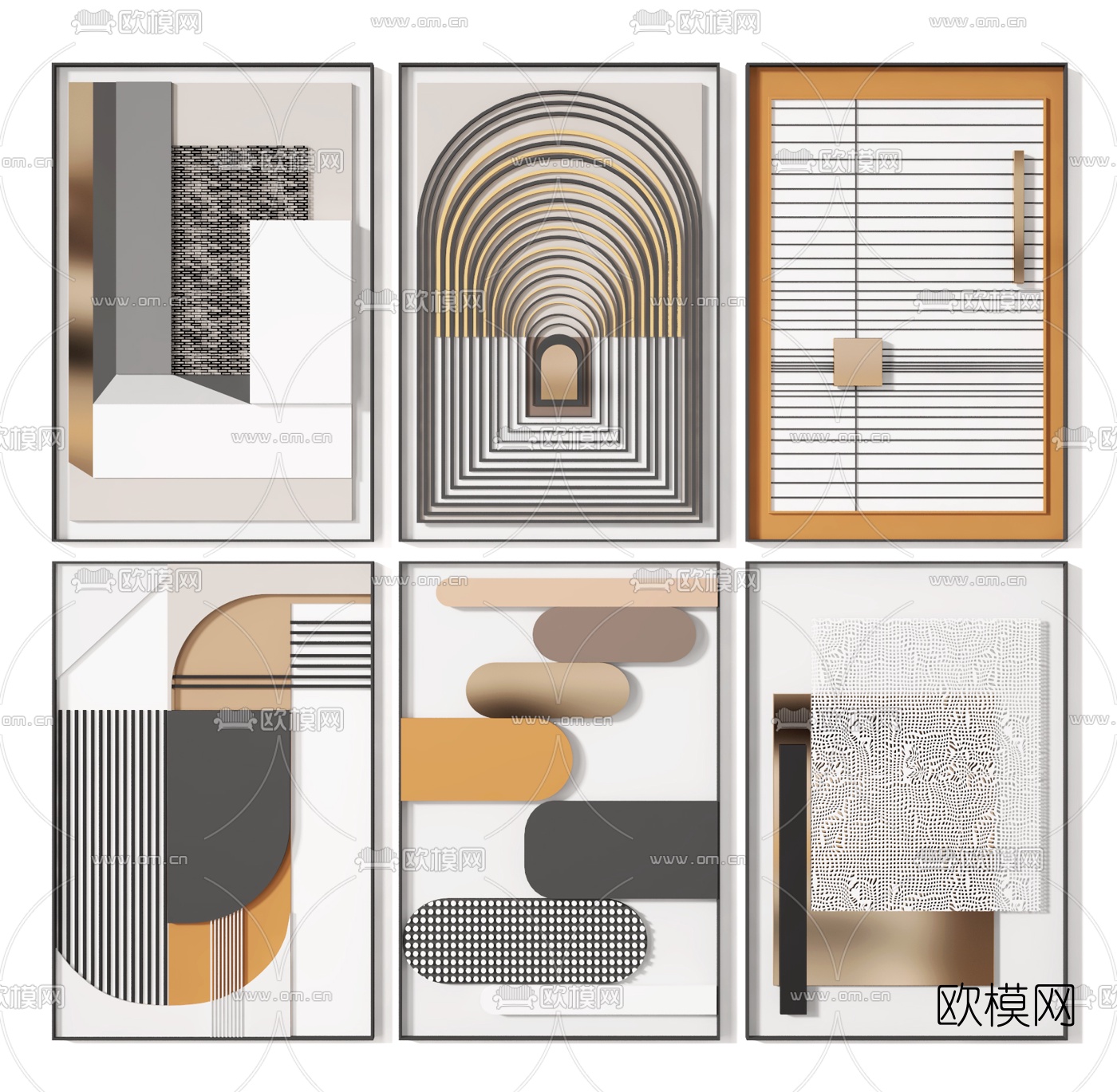 现代几何抽象挂画装饰画3d模型