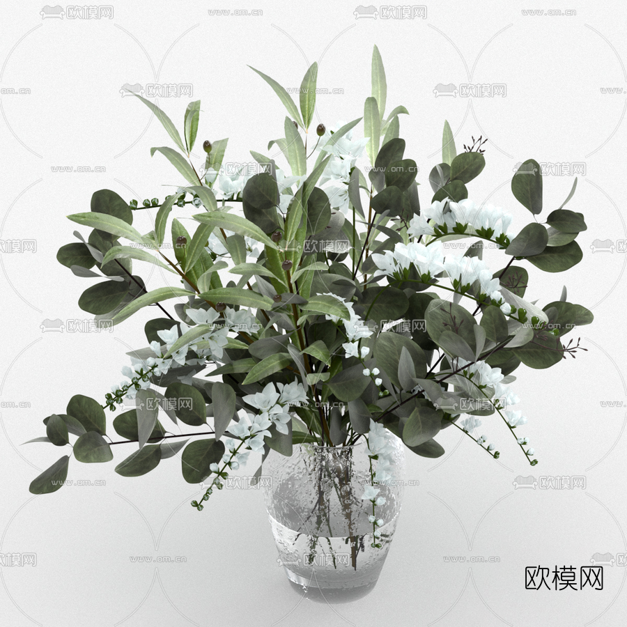现代花瓶插花花卉3d模型