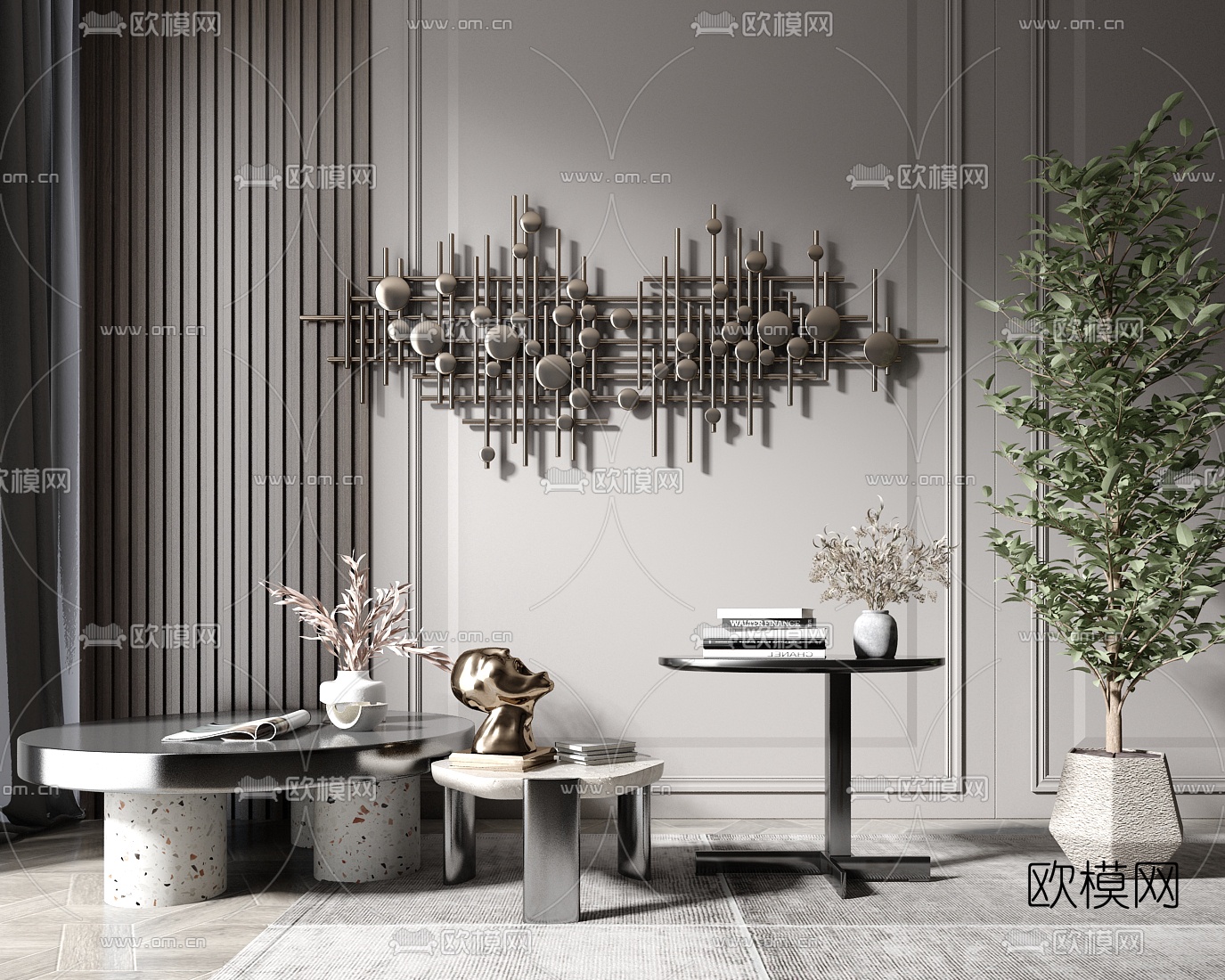 现代轻奢茶几边几3d模型下载