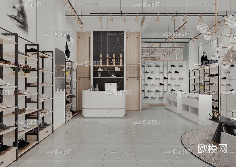 现代简约鞋店3d模型下载(渲染图1)