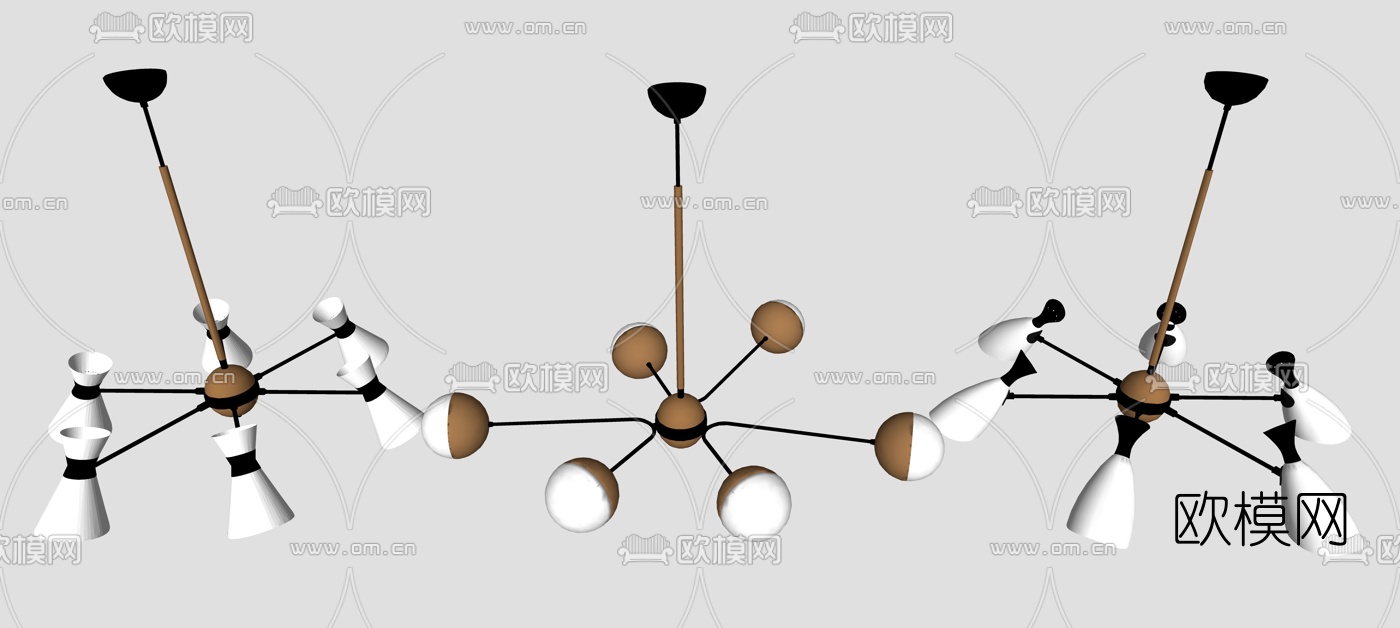 现代金属球形吊灯su模型下载