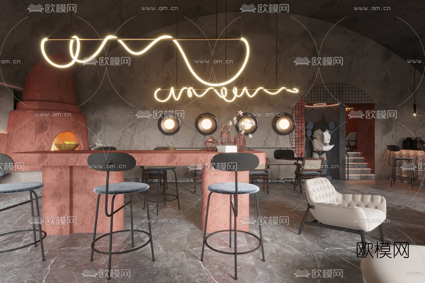 工业风快餐店3d模型下载（渲染图2）