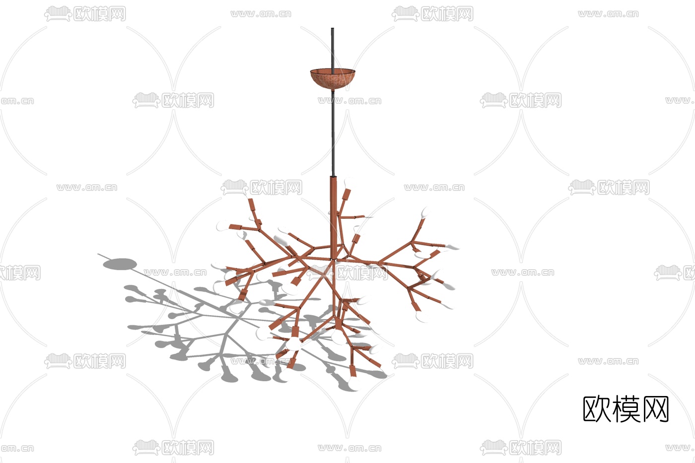 现代金属多头吊灯免费su模型下载
