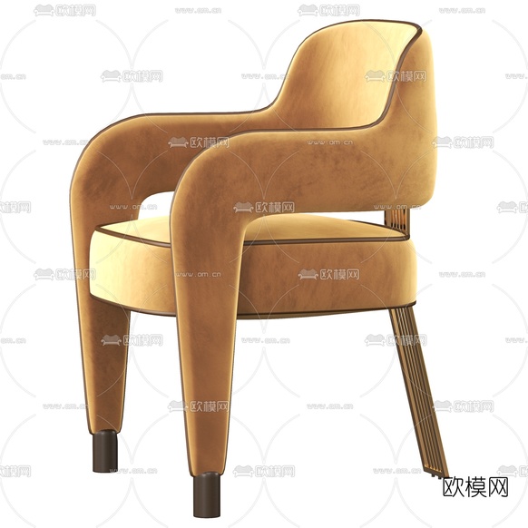 现代绒布休闲椅3d模型下载(渲染图3)