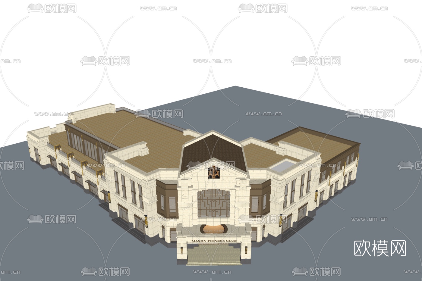 欧式酒店外观su模型下载