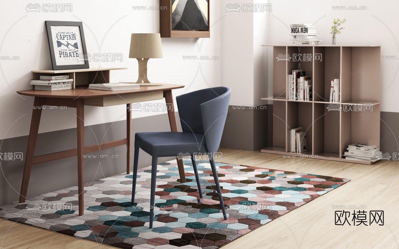 现代书桌椅su模型下载