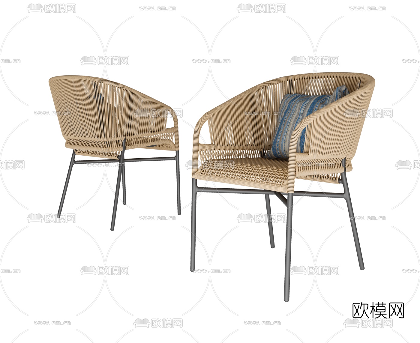 自然风藤编户外椅3d模型下载
