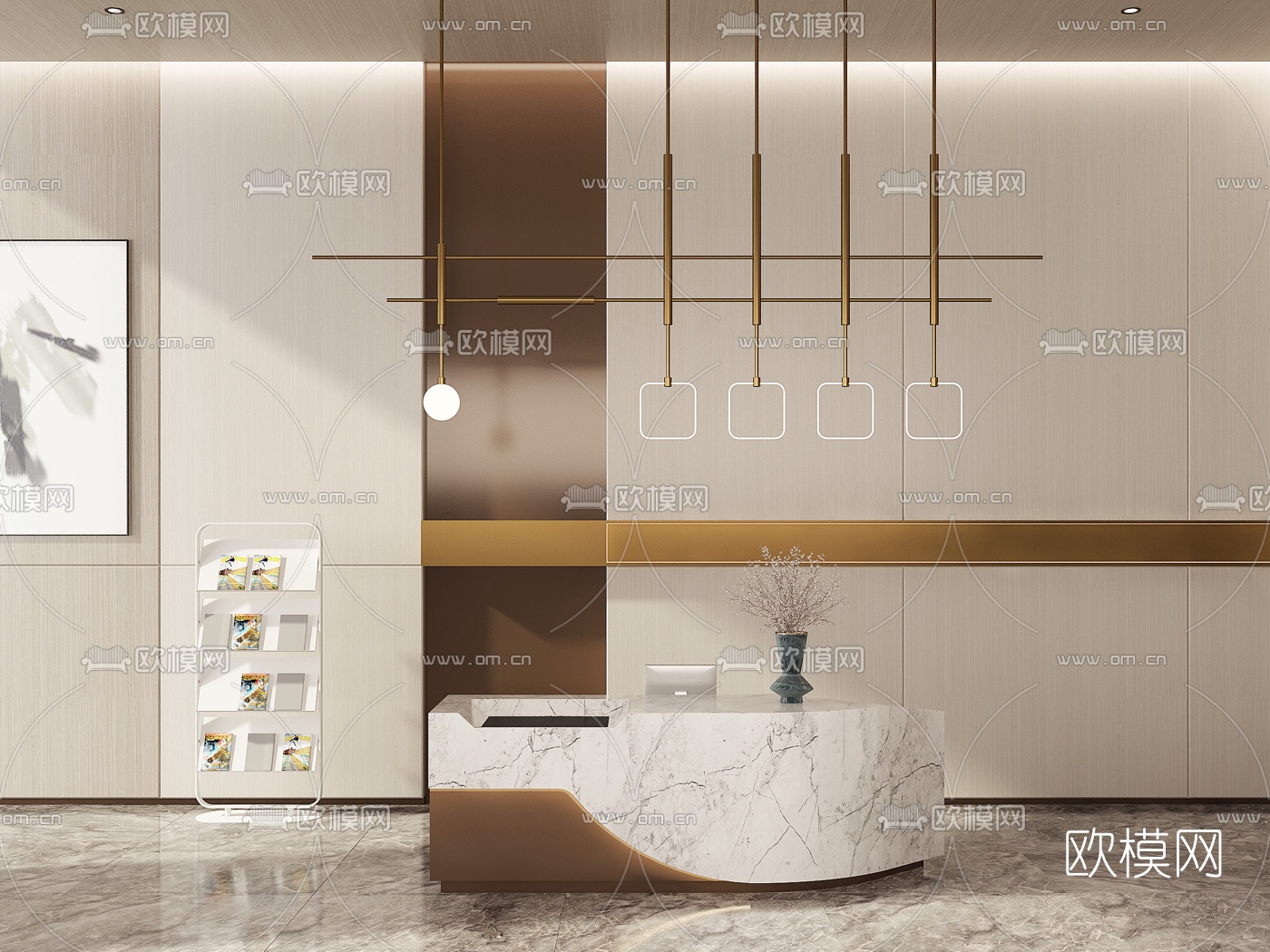 现代大理石接待台3d模型