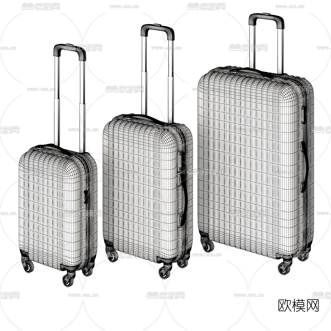 现代行李箱3d模型下载（渲染图3）