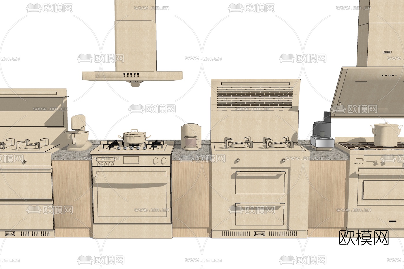 现代集成灶免费su模型下载