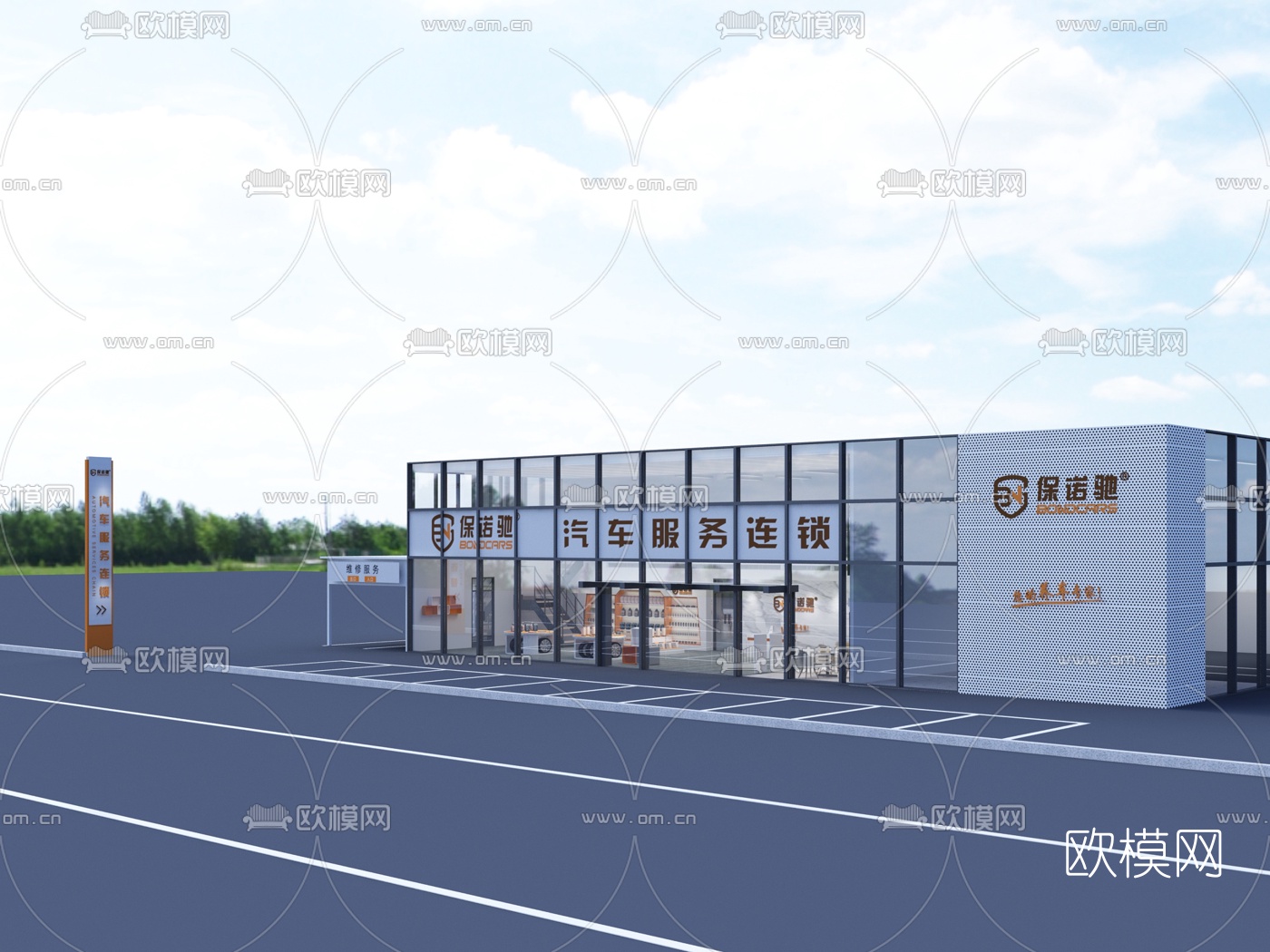 现代汽车维修店免费3d模型下载（渲染图5）