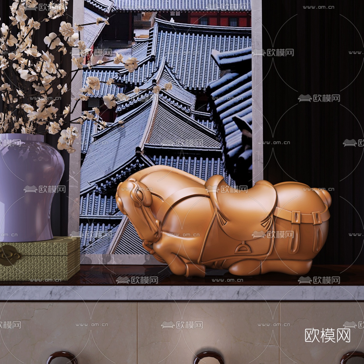 现代骏马雕塑3d模型