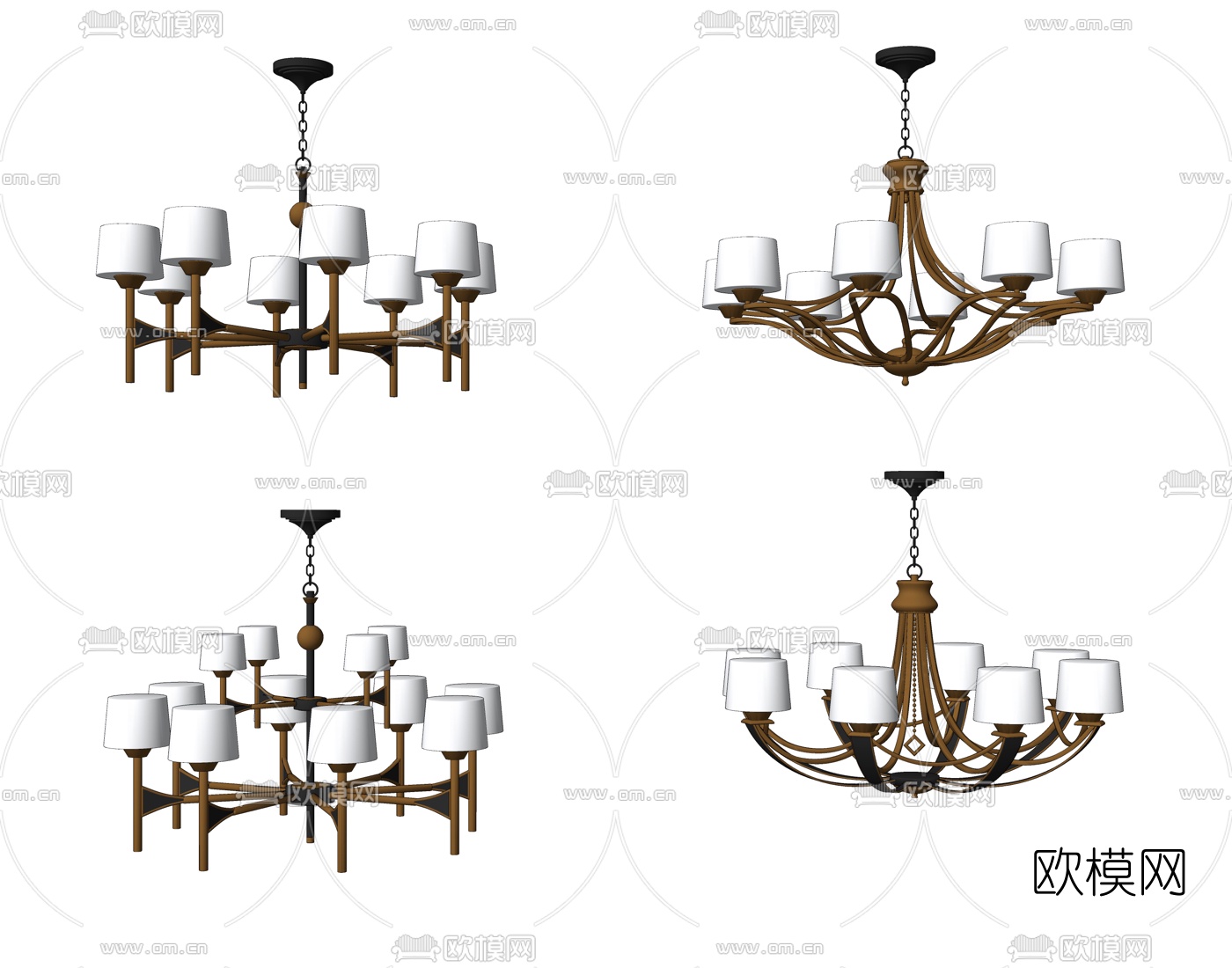 美式吊灯su模型下载