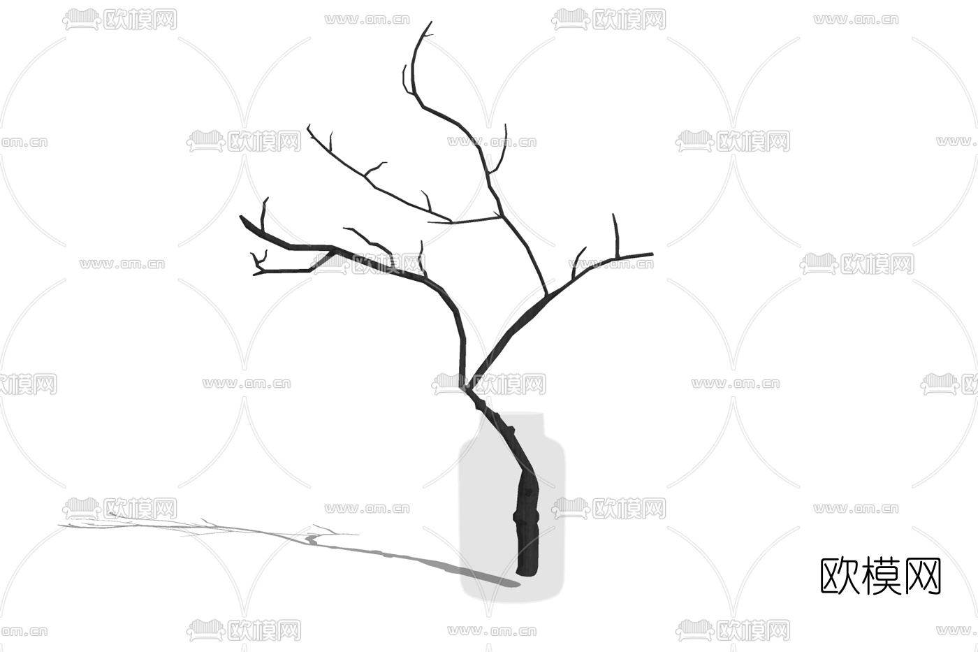 现代花瓶枯枝免费su模型下载