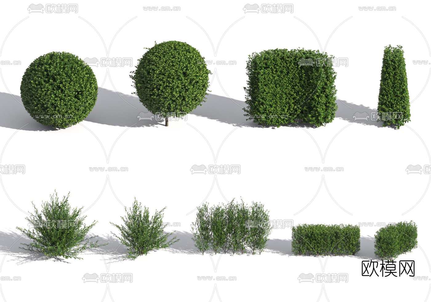 现代灌木绿篱3d模型下载