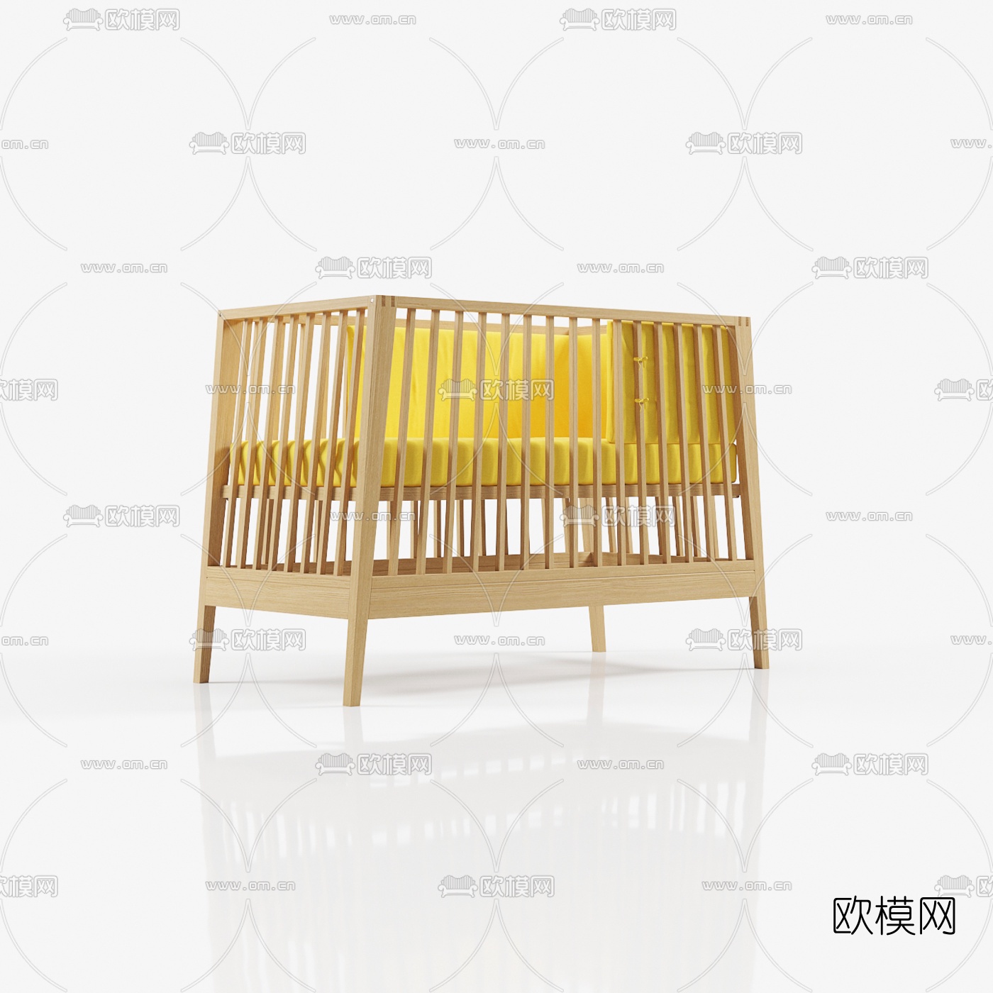 现代实木婴儿床3d模型