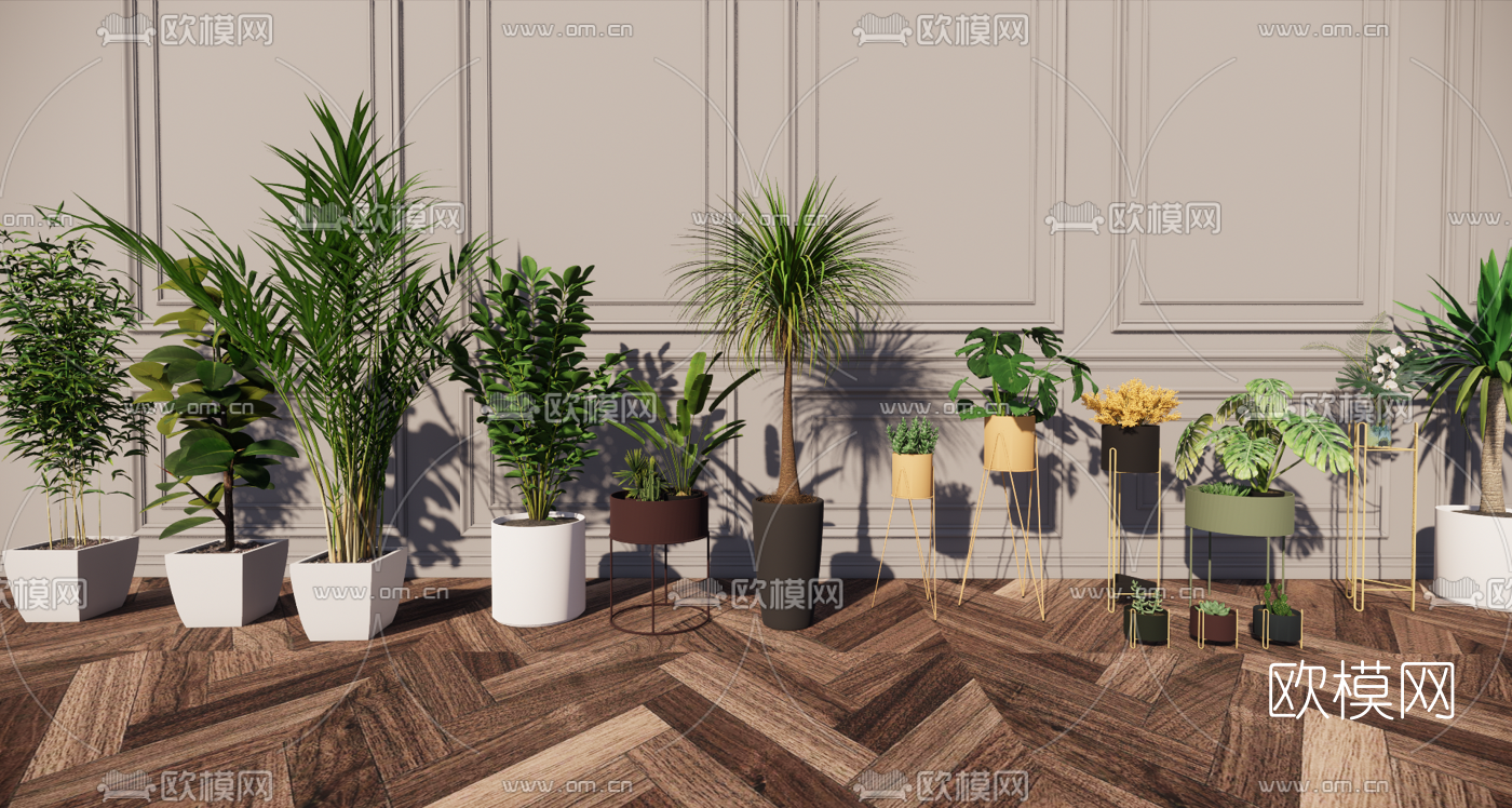 北欧绿植盆栽su模型下载（渲染图2）