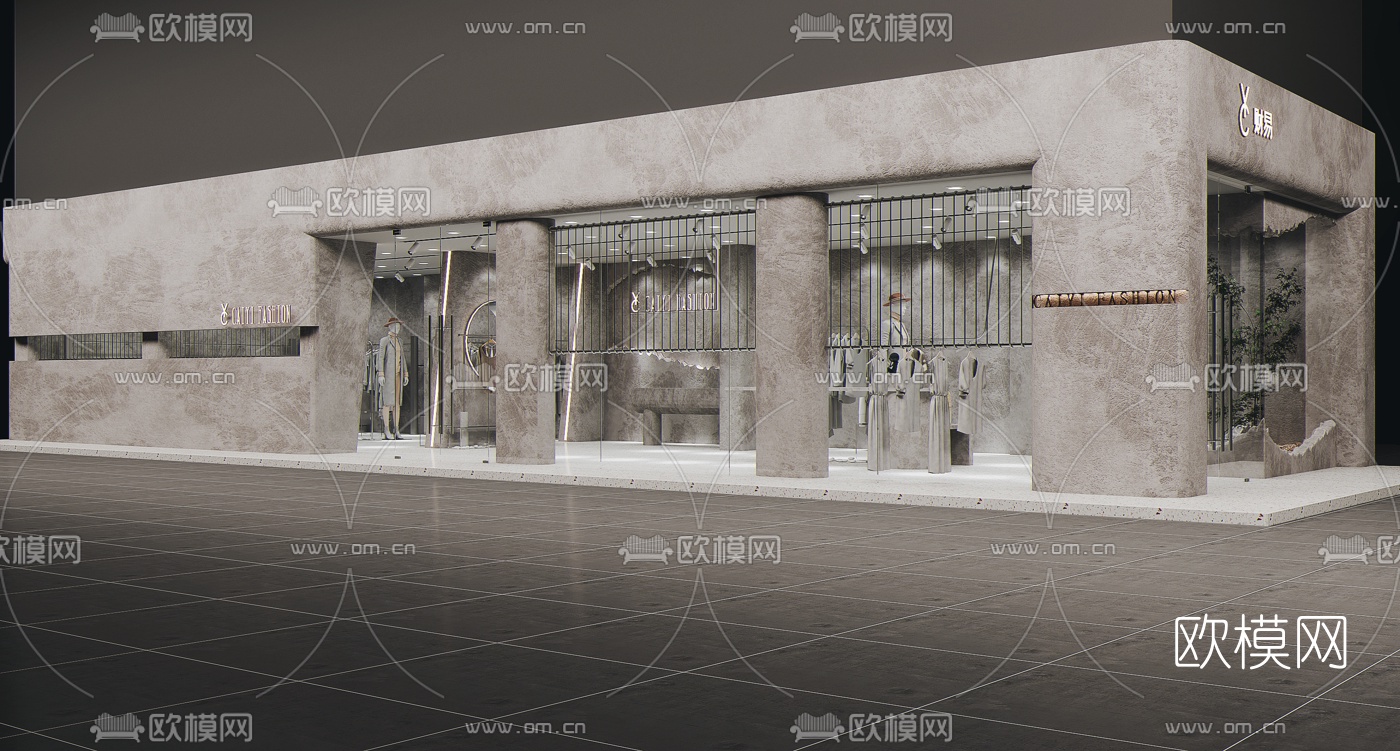 现代侘寂服装店3d模型