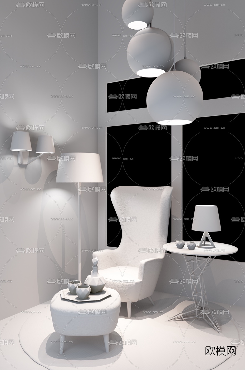 英国Tom Dixon品牌 现代休闲沙发3d模型下载（渲染图2）