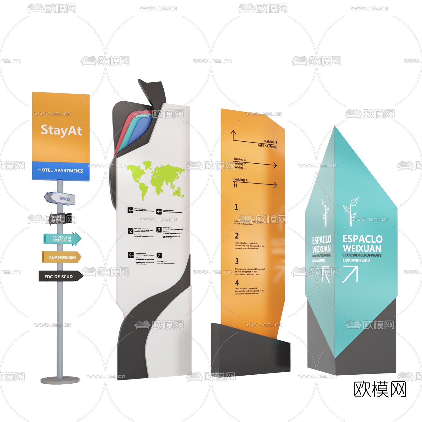 现代路牌指示牌3d模型下载_ID10276564_3dmax免费模型-欧模网