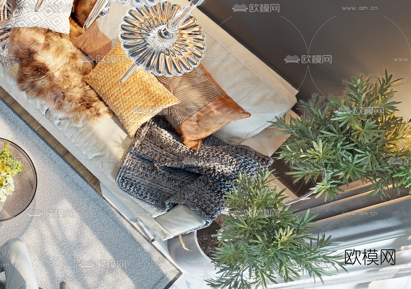 北欧复式公寓客厅餐厅3d模型