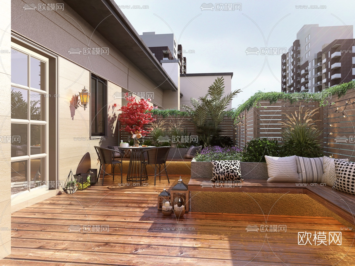 现代休闲露台阳台3d模型下载（渲染图1）