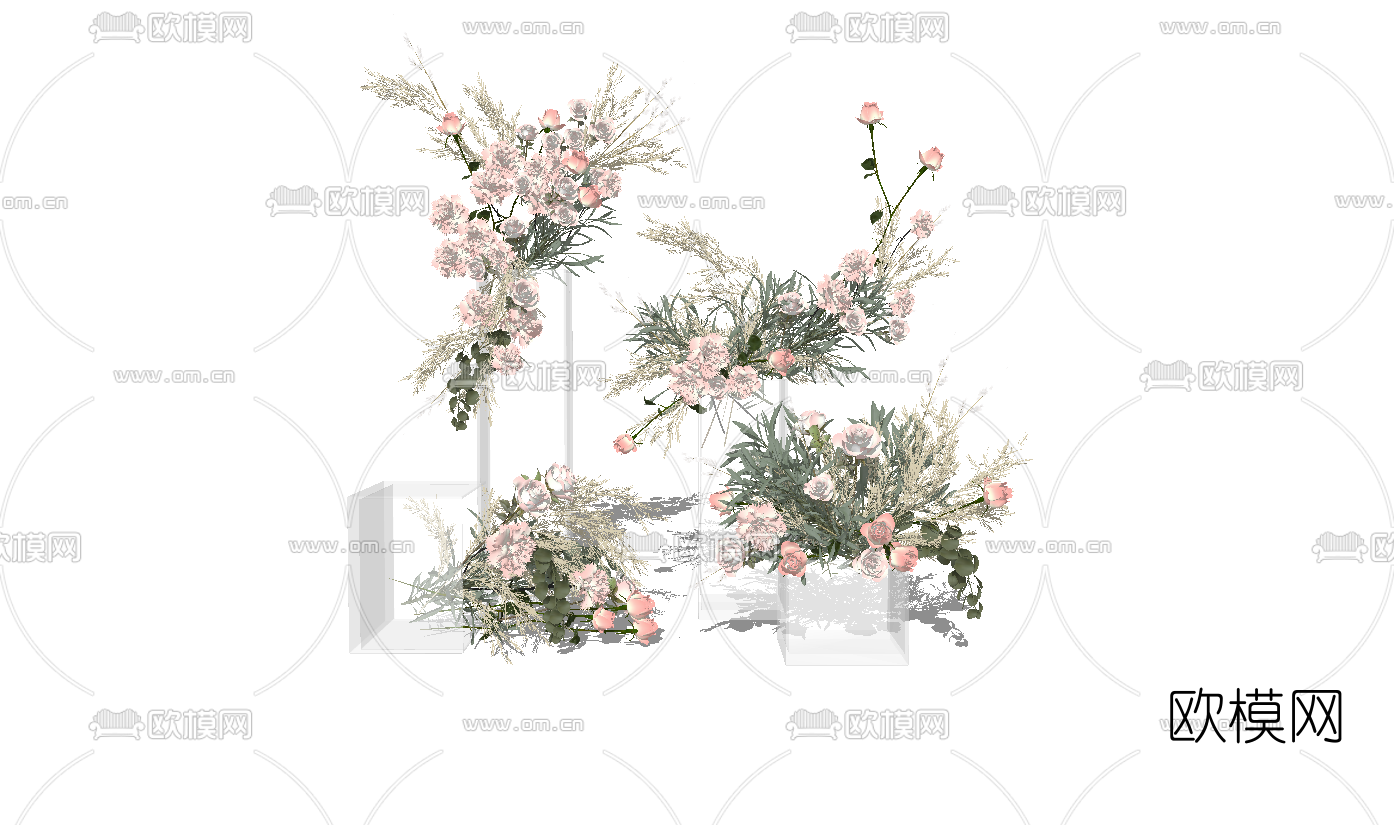 现代花瓶花艺su模型