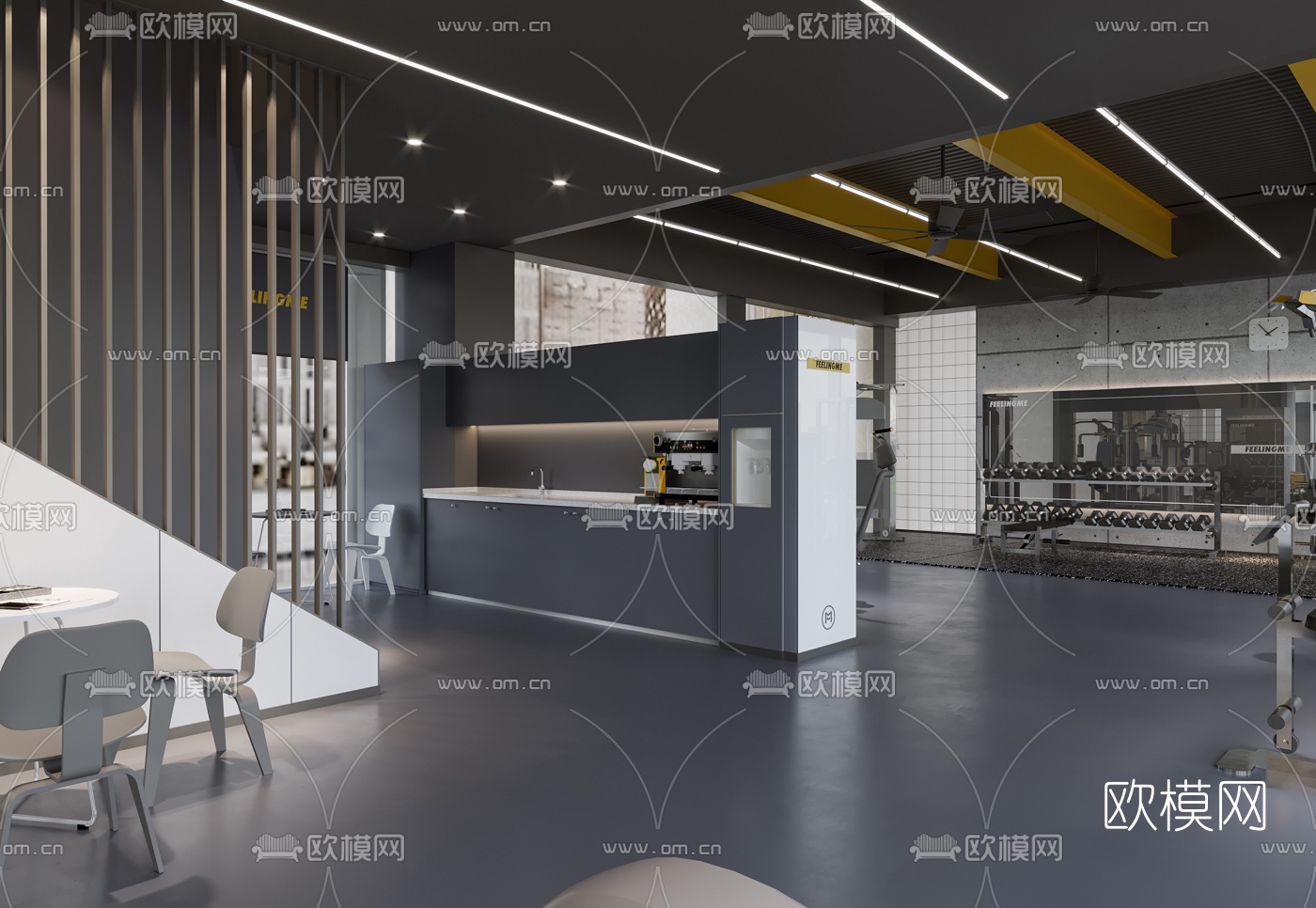现代健身房3d模型