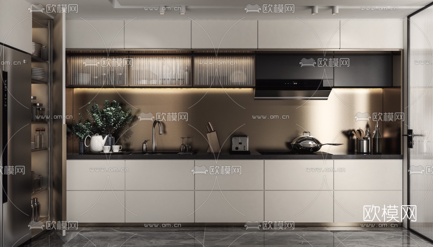 现代简约厨房3d模型