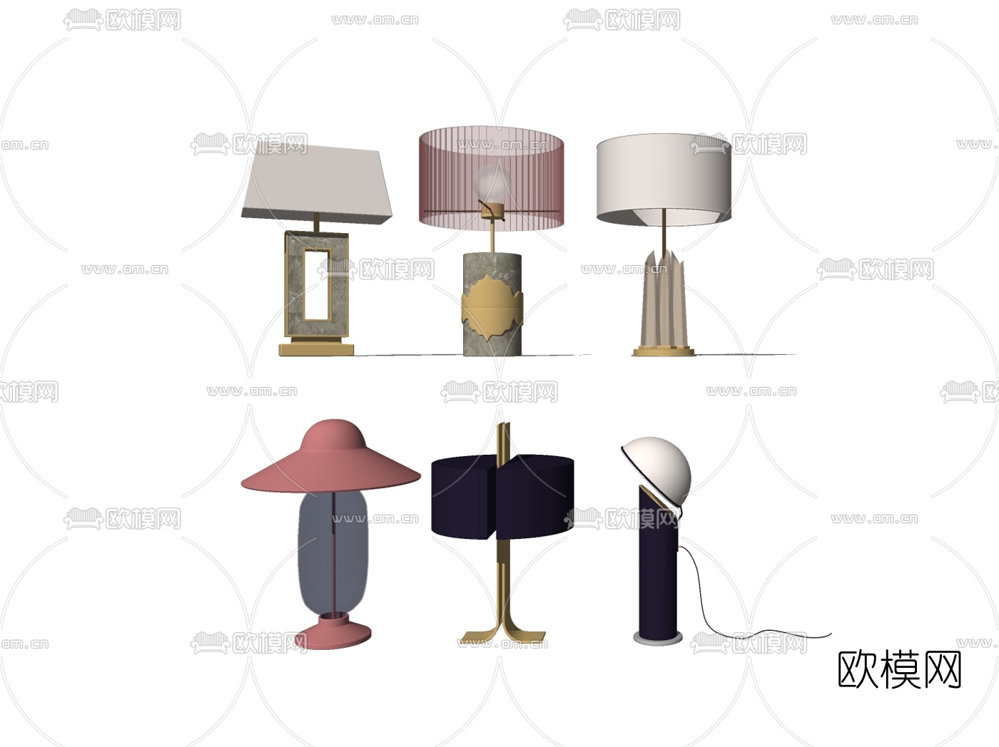 现代时尚台灯su模型下载