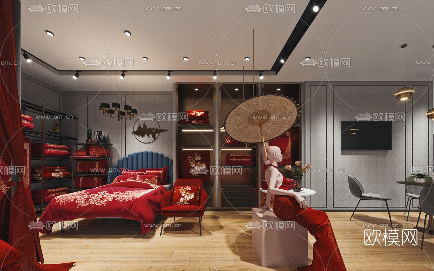 新中式婚庆家纺展厅3d模型